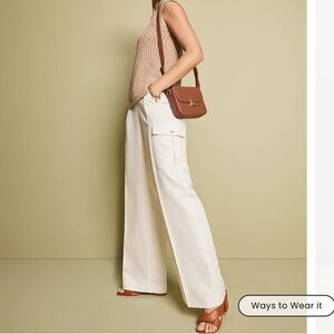 LOFT Women’s Drapey Cargo Pants NWT cream white Sz 4